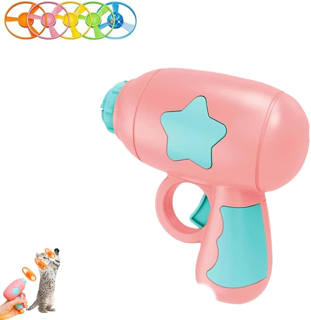 Bamboo Dragonfly Catapult Launcher, Interactive Cat Toy & Outdoor Flying Saucer Blaster, Glowing LED Dragonfly Catapult for Pet Exercise & Night Play, Fun Gift for Hobbyists & Pet Lovers (Pink)