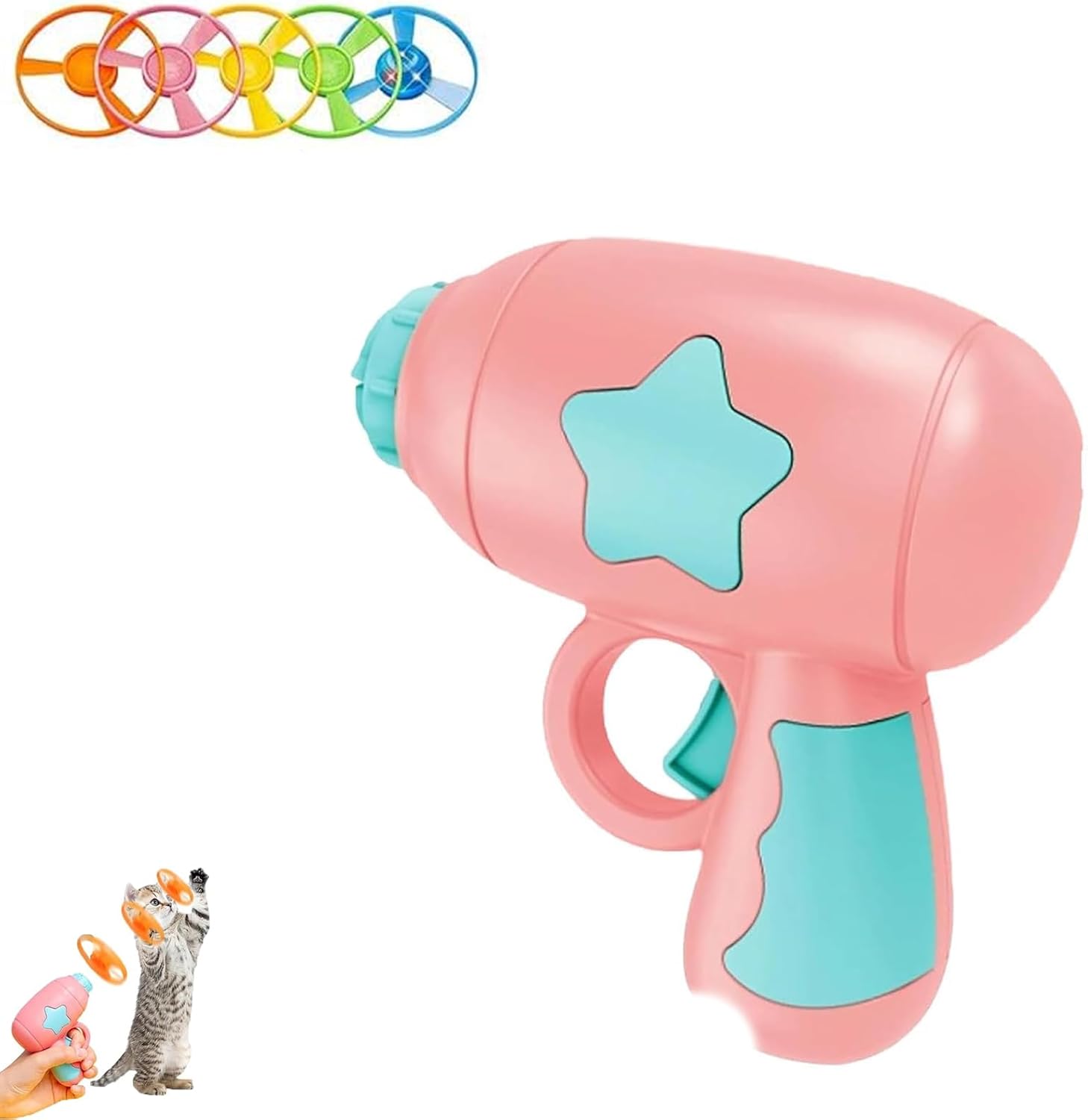 Bamboo Dragonfly Catapult Launcher, Interactive Cat Toy & Outdoor Flying Saucer Blaster, Glowing LED Dragonfly Catapult for Pet Exercise & Night Play, Fun Gift for Hobbyists & Pet Lovers (Pink)
