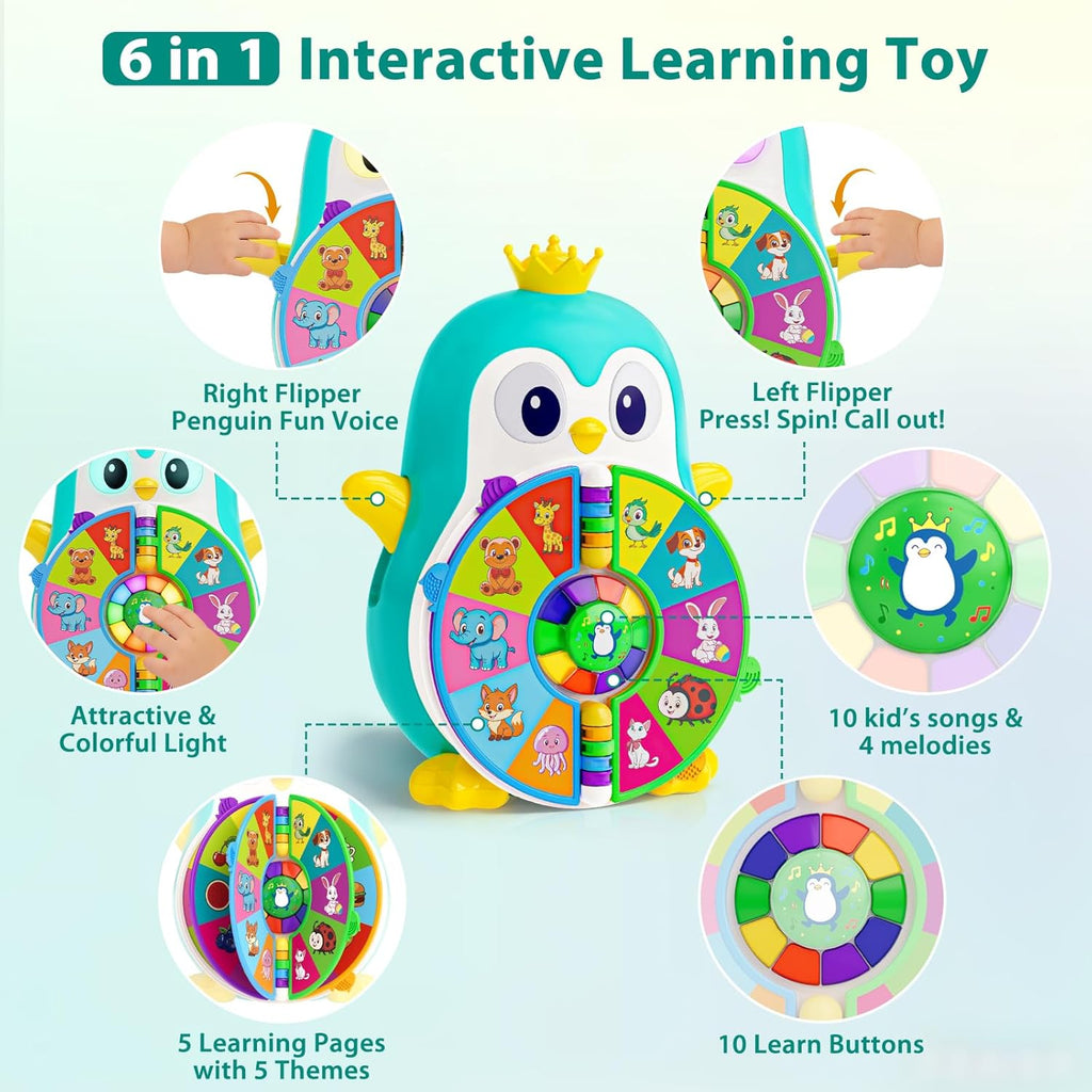 Toys for 1 Year Old Boy, Musical Penguin Learning Toy for Toddlers 1-3, Interactive Educational Toy with Lights & Sounds, First Birthday Gifts for 1 2 Year Old Boys Girls, Baby Toys 12-18 Months