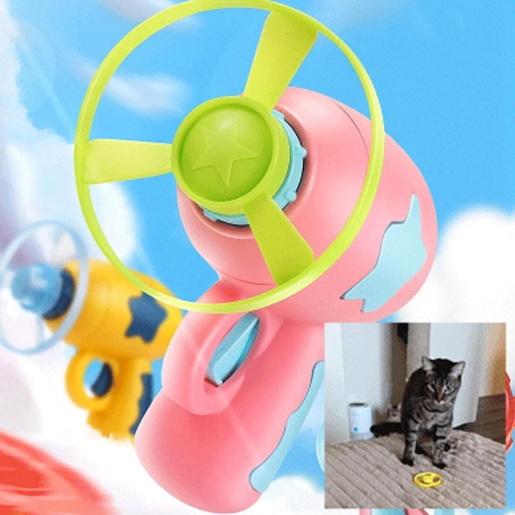Bamboo Dragonfly Catapult Launcher, Interactive Cat Toy & Outdoor Flying Saucer Blaster, Glowing LED Dragonfly Catapult for Pet Exercise & Night Play, Fun Gift for Hobbyists & Pet Lovers (Pink)