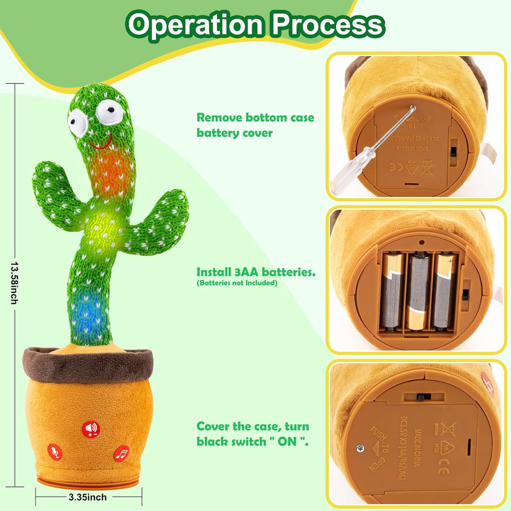 Ayeboovi Dancing Talking Cactus Baby Toys Interactive Toy Repeating Records What You Say Volume Adjustable Singing Cactus Toddler Games with 120 Songs Easter Basket Stuffers for Kids
