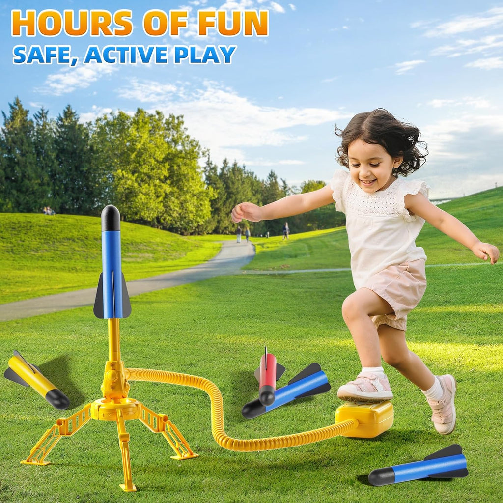 NIPLOOOW Rocket Launcher for Kids, 12 Foam Rockets, Launch up to 100+ft, Outdoor Outside Backyard Toys for Boys & Girls, Birthday Gift Toys for Kids Boys Girls Age 3 4 5 6 7 8 Years Old