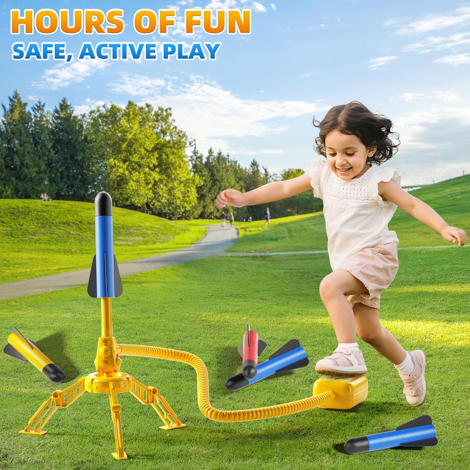 NIPLOOOW Rocket Launcher for Kids, 12 Foam Rockets, Launch up to 100+ft, Outdoor Outside Backyard Toys for Boys & Girls, Birthday Gift Toys for Kids Boys Girls Age 3 4 5 6 7 8 Years Old